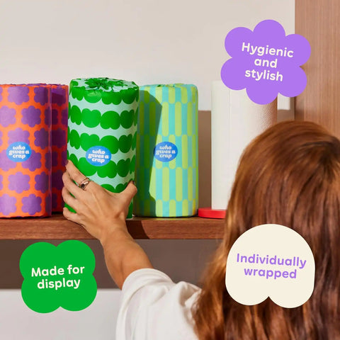 Who Gives a Crap Recycled Paper Towels, 2 Ply, 12 Rolls, 135 Adjustable Sheets per Roll, 100% Recycled Paper, Strong, Durable, Absorbent, & Sustainable, Eco Friendly With Plastic Free Packaging, White