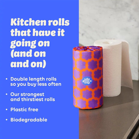 Who Gives A Crap Toilet Paper and Paper Towels Bundle, 48 Bamboo Toilet Paper Rolls & 12 Recycled Paper Towel Rolls, Eco Friendly, Sustainable, Plastic Free Household Essentials